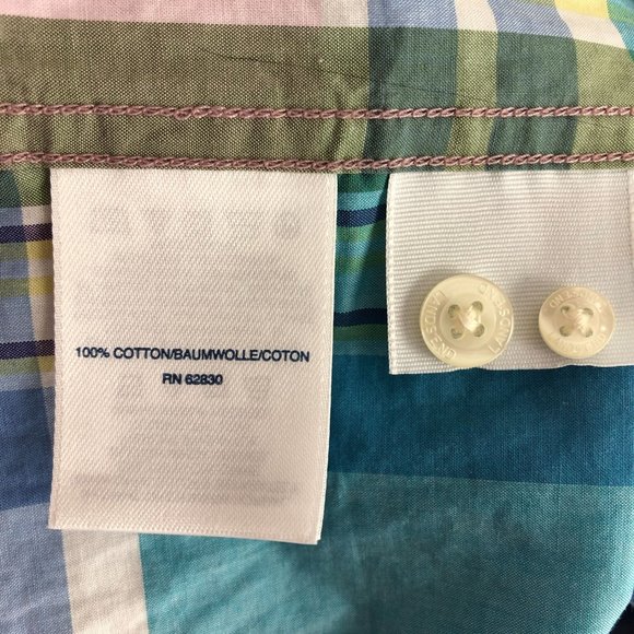 Lands' End Men's Size Medium Traditional Fit Blue Multi-Color Button Down Shirt - Picture 8 of 10